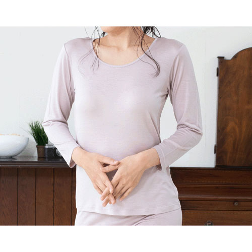 シルク 8分袖インナー 絹紡糸 - 画像3