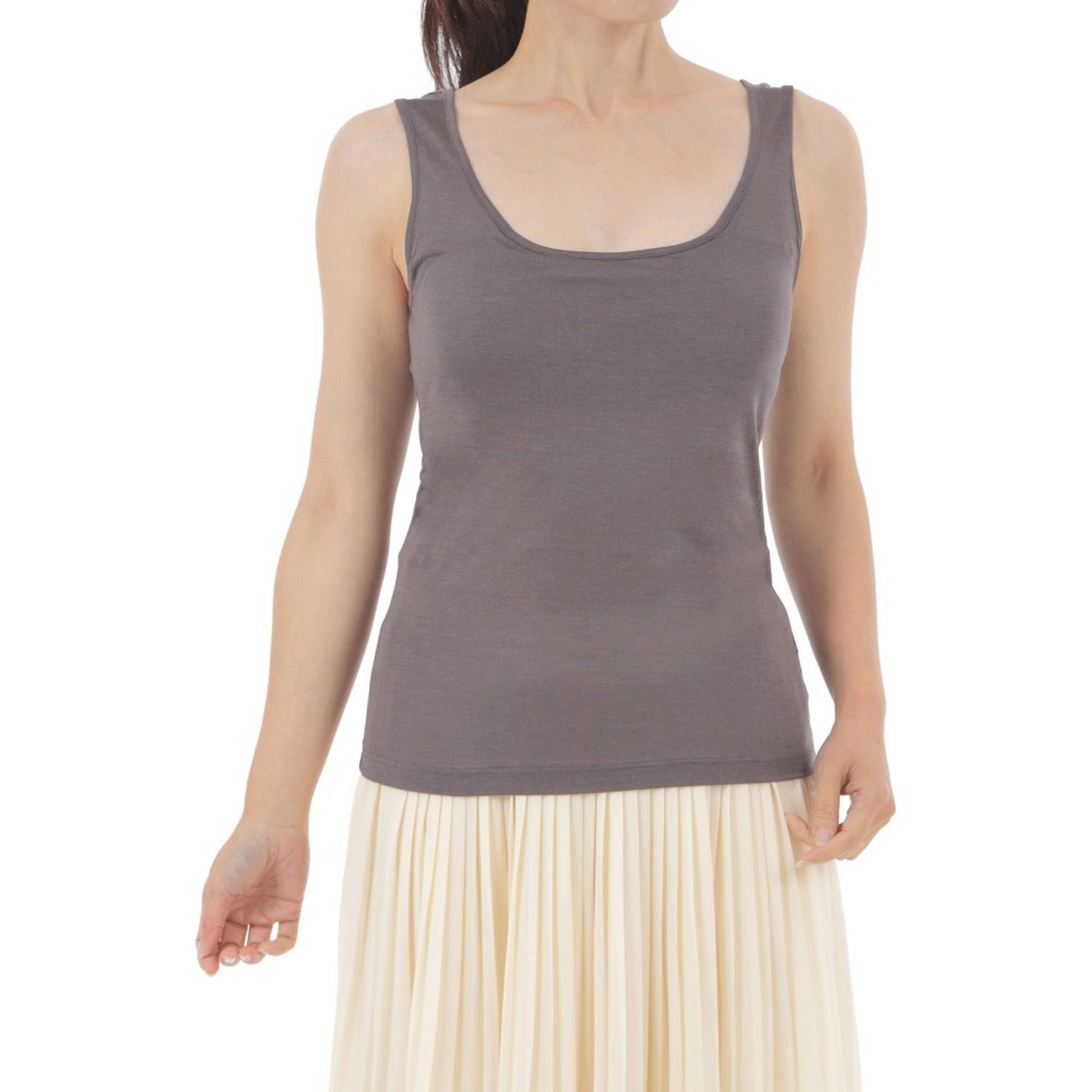 シルクタンクトップ胸パット付き - 画像3