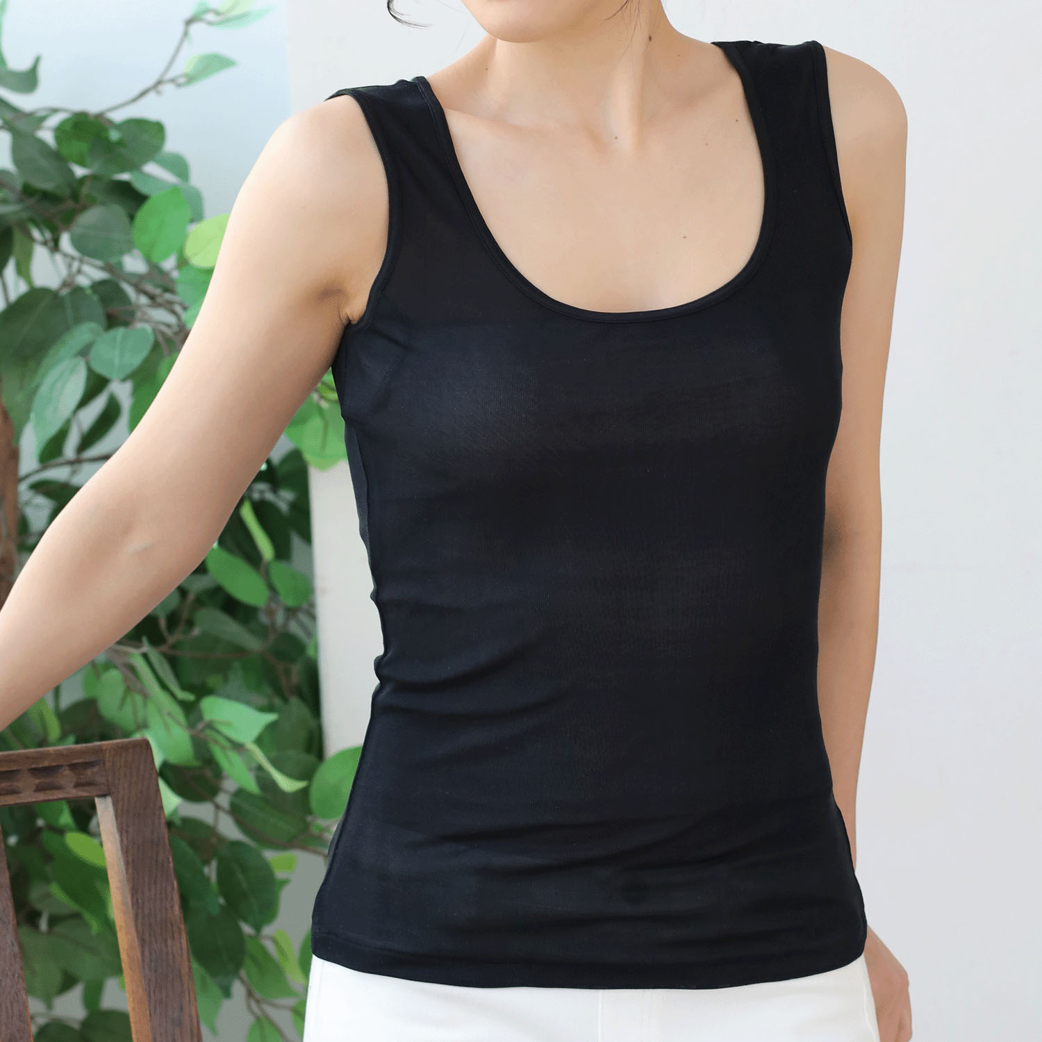 シルクタンクトップ汗取りパット付 - 画像1