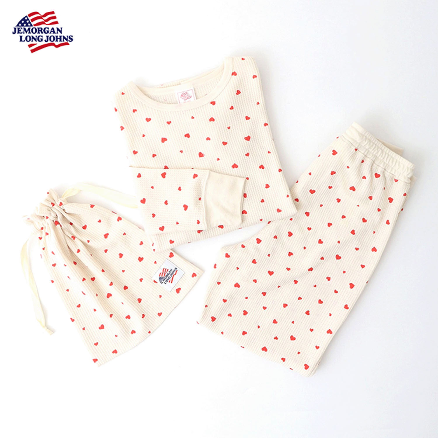 【JEMORGAN LONG JOHNS】ハート柄ワッフルルームウェア3点セット - 画像24