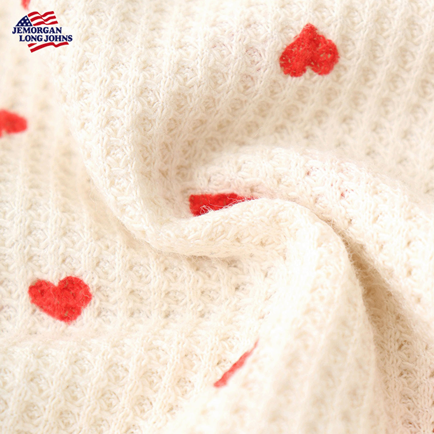 【JEMORGAN LONG JOHNS】ハート柄ワッフルルームウェア3点セット - 画像8