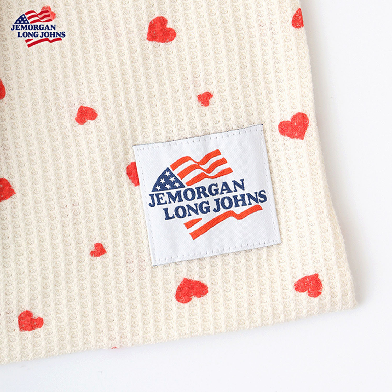 【JEMORGAN LONG JOHNS】ハート柄ワッフルルームウェア3点セット - 画像10