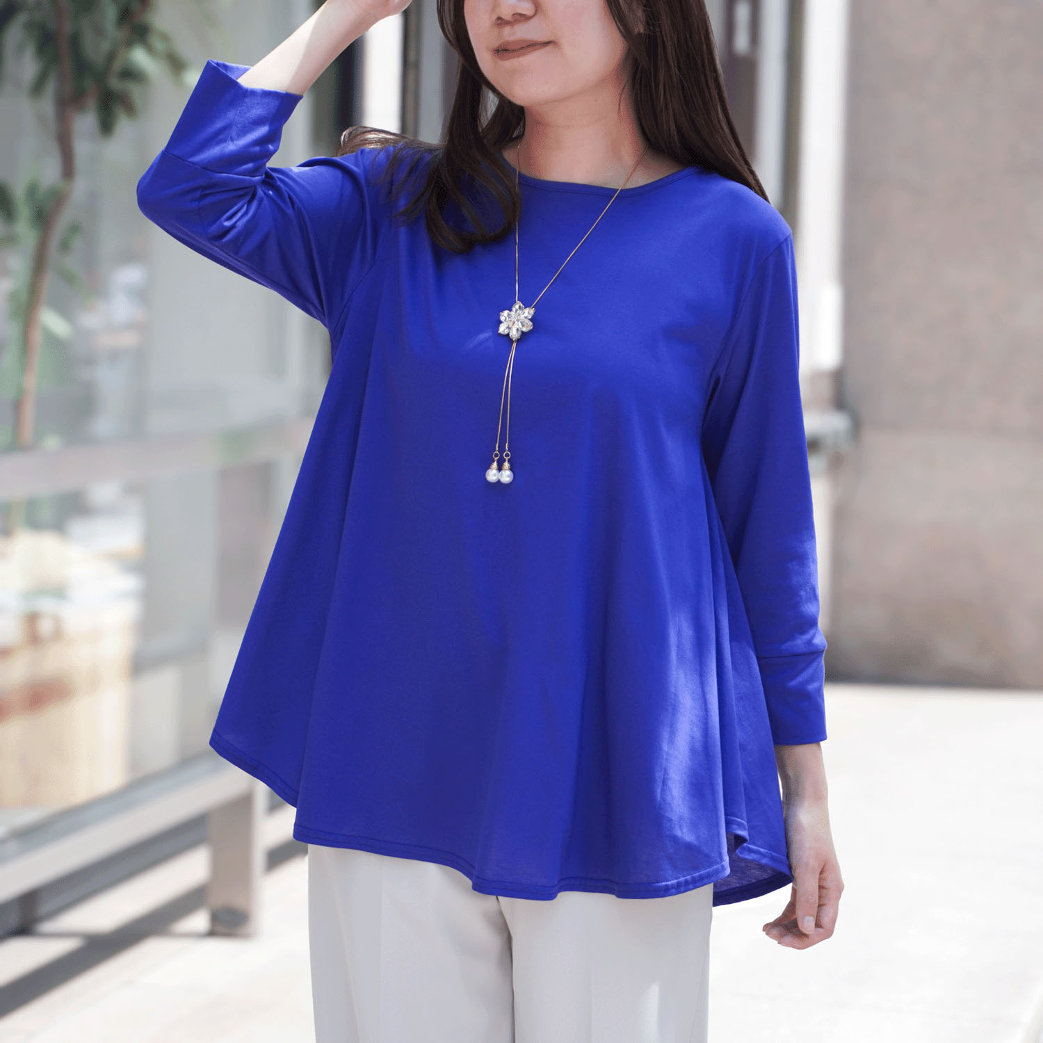 プリマシャインドレープ8分袖チュニック - 画像2