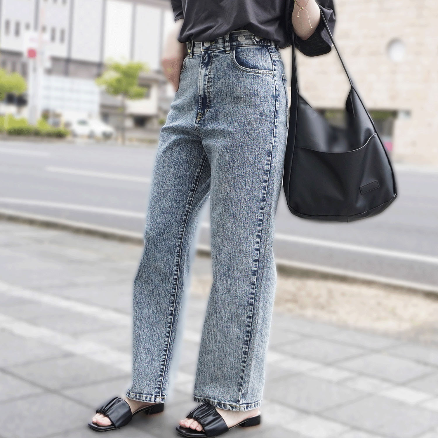 【ETONET限定 お取り寄せ】Emma リサイクルデニム釦付きストレートパンツ - 画像16