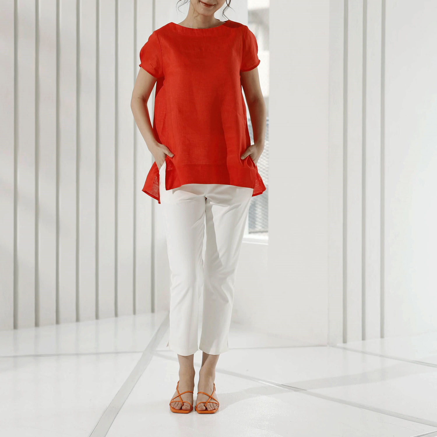 Reginetta ドライモーメント・前ポケット裾スリムパンツ - 画像2