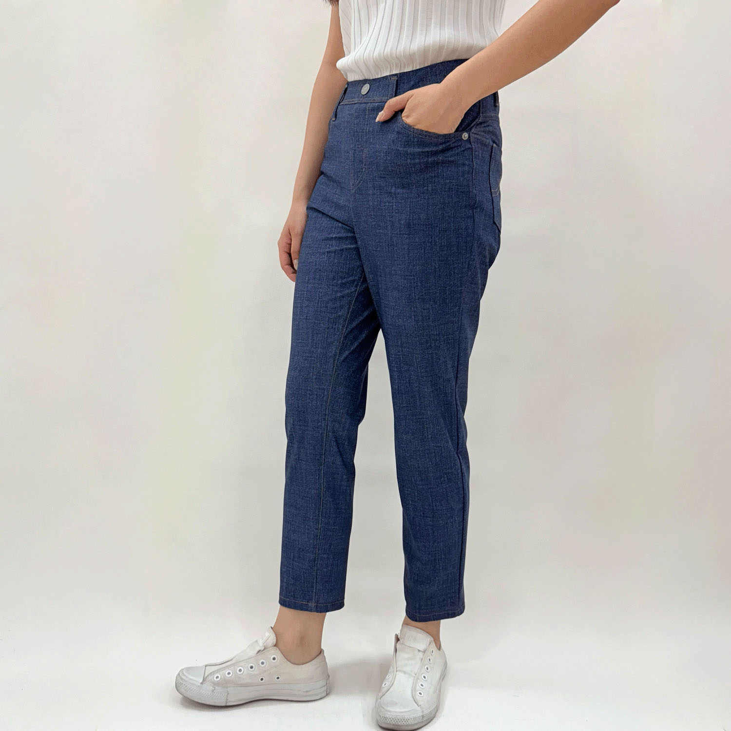 210ボブソン デニムプリントサマーハイテンションアンクルテーパード - 画像4