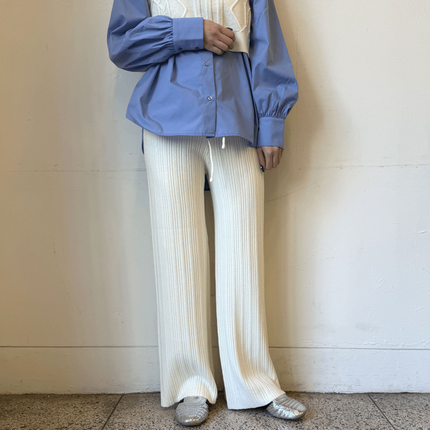 【Insta Live】ニットリブワイドパンツ - 画像5