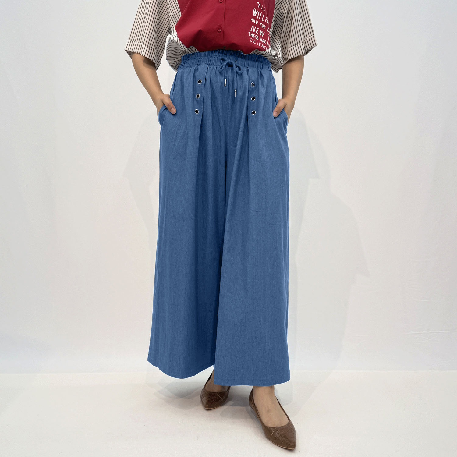 ストレッチデニムワイドマリンパンツ - 画像1