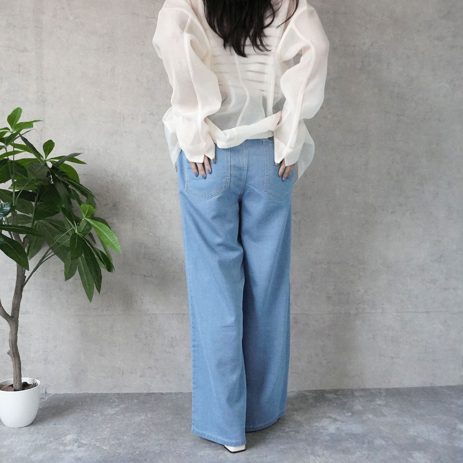 W HEART 柔らかガーゼデニムワイドパンツ - 画像13