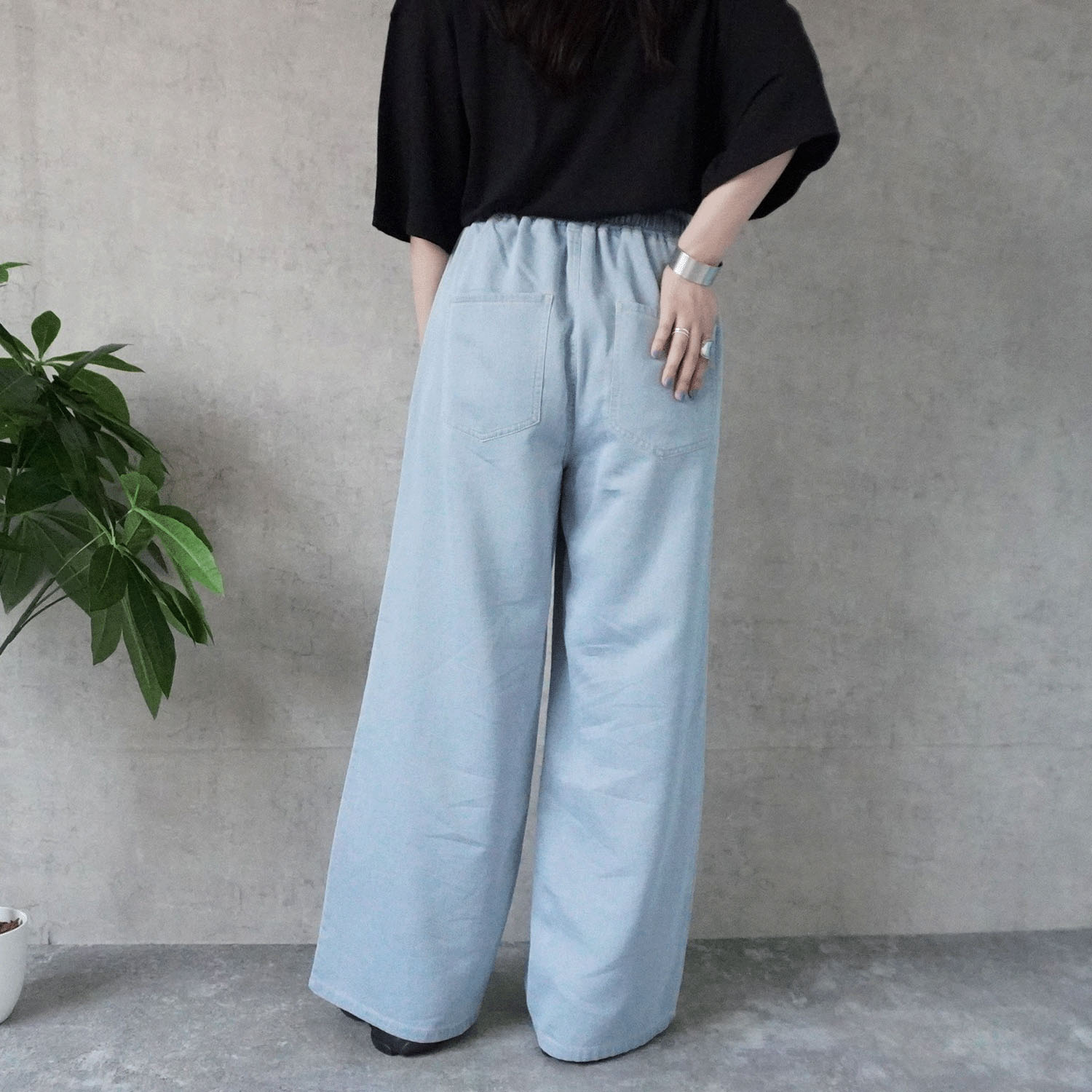 W HEART 柔らかガーゼデニムワイドパンツ - 画像6