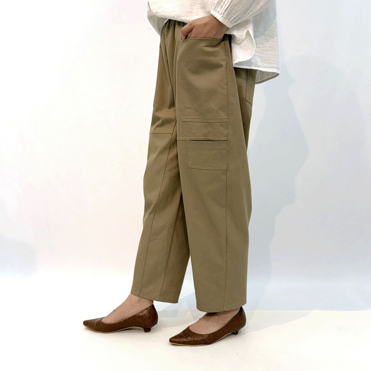 綿ストレッチ切替パンツ - 画像3