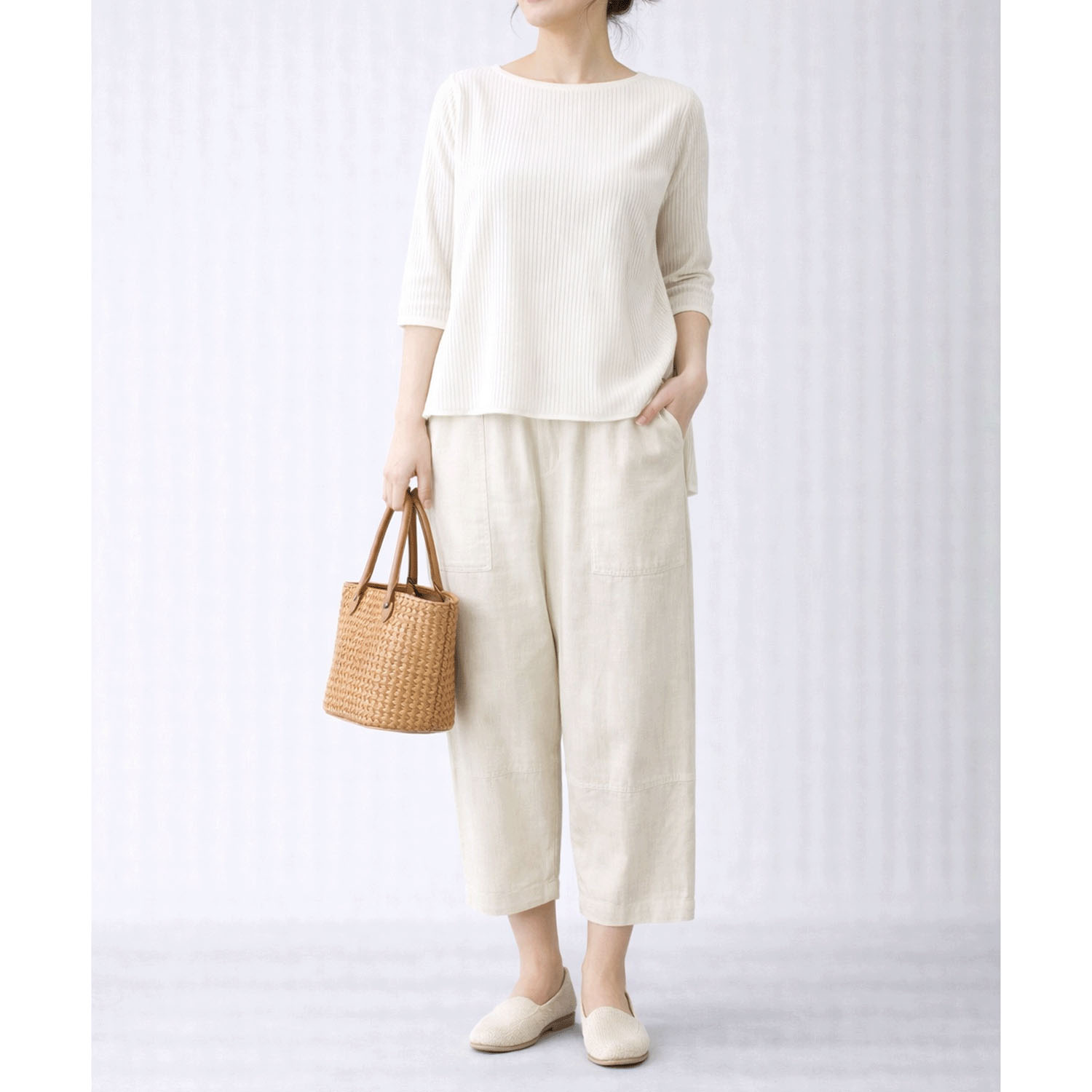 aiai T／Cスラブツイル シュッと！コクーンパンツ - 画像5