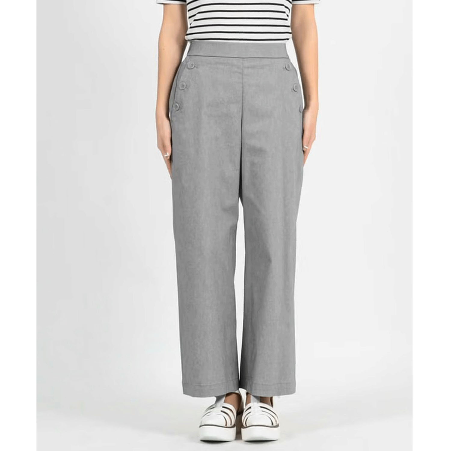 C／Nシャンブレー ストレッチマリンワイドパンツ