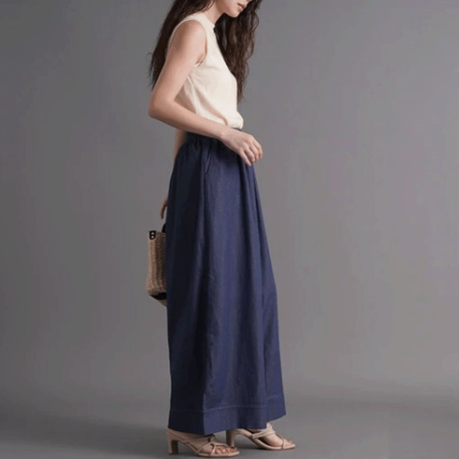 スラブデニムロングガウチョ - 画像19