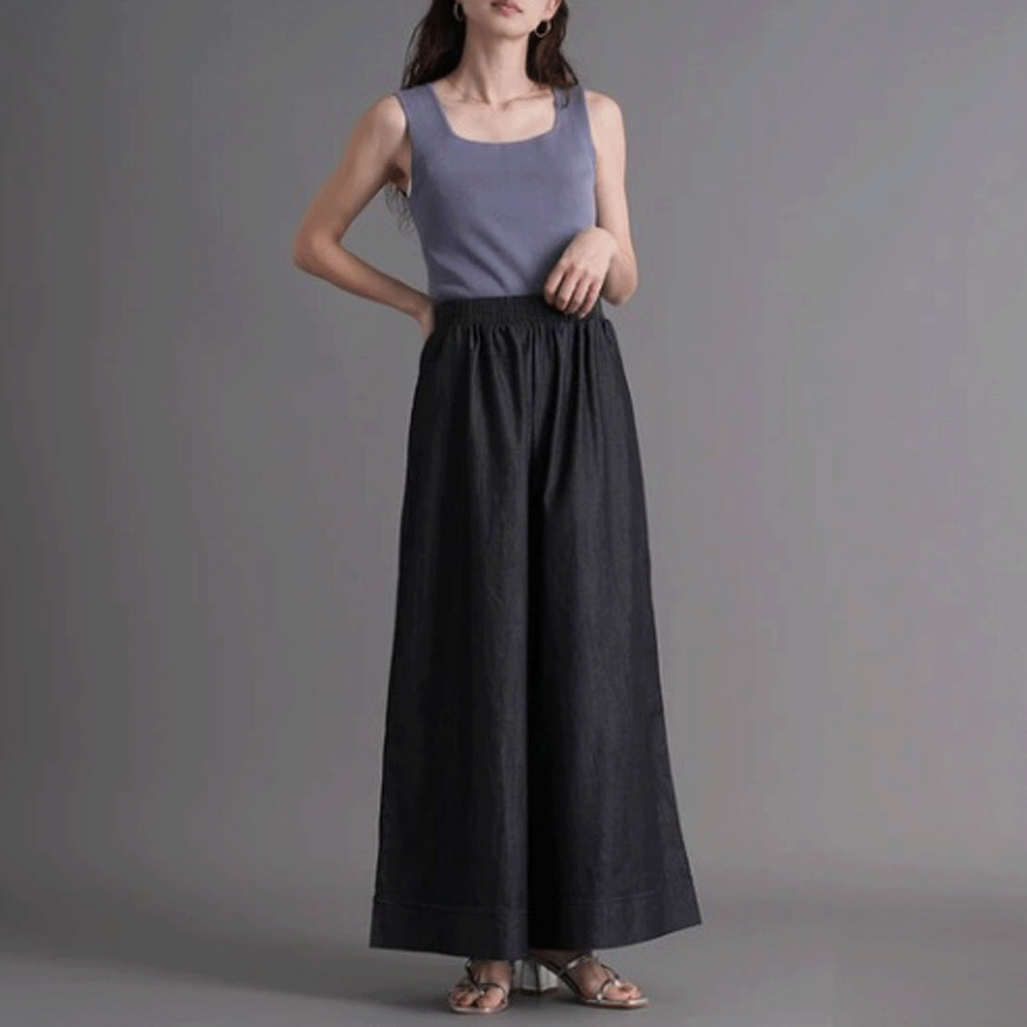 スラブデニムロングガウチョ - 画像8