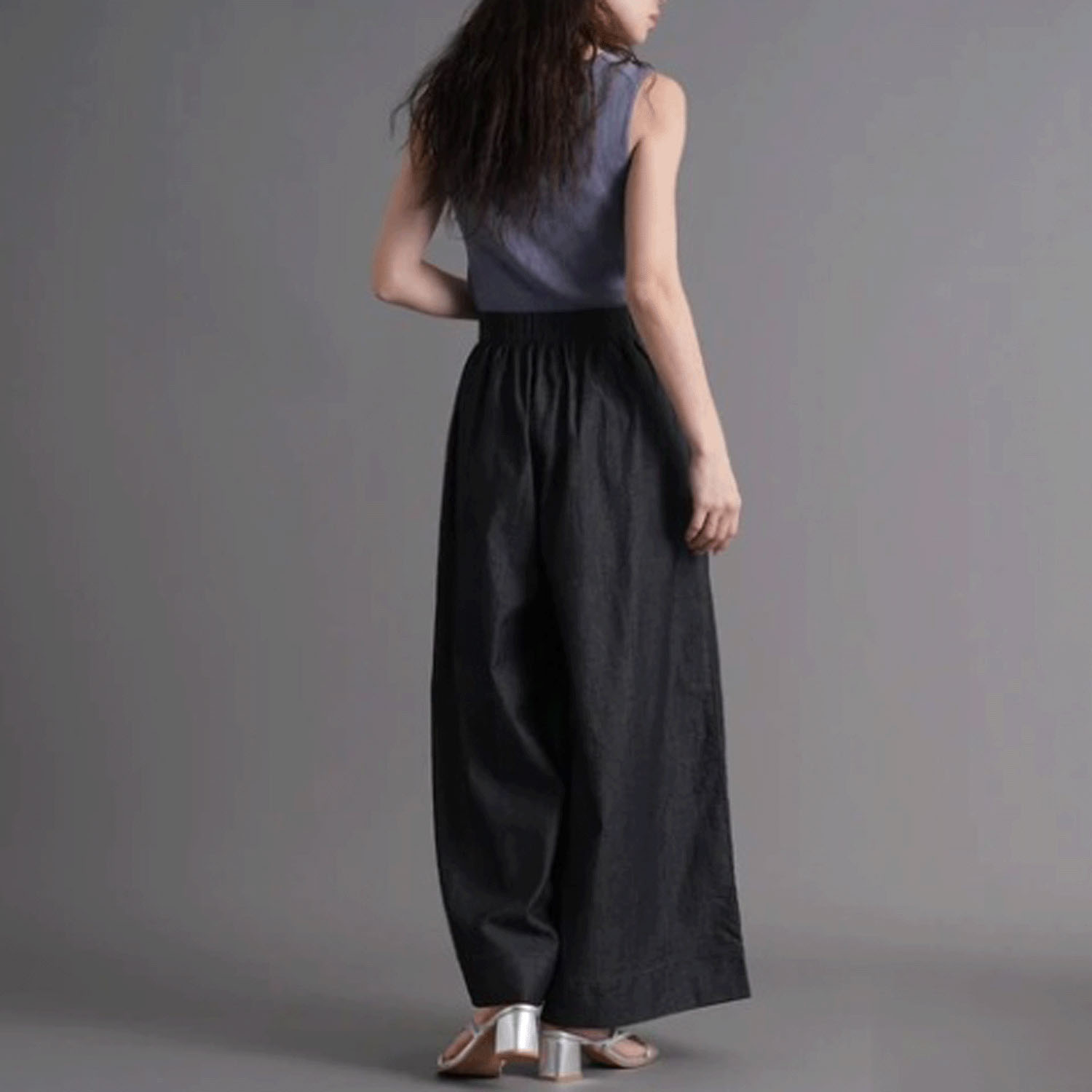 スラブデニムロングガウチョ - 画像10