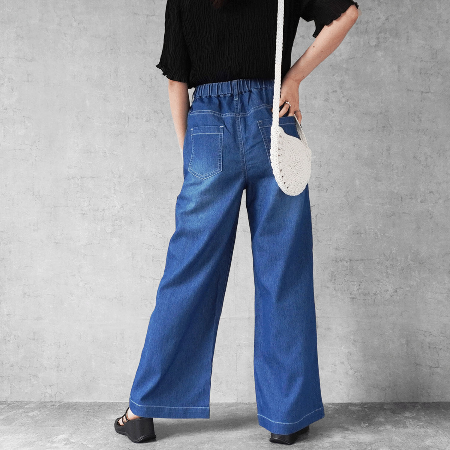 W HEART アイスメッシュデニムワイドパンツ - 画像5