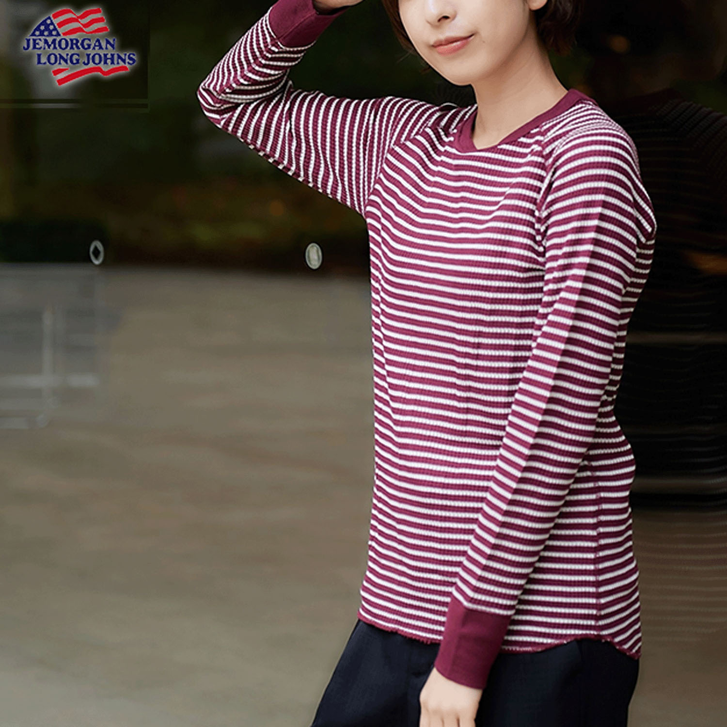 【JEMORGAN LONG JOHNS】 ボーダー ワッフルラグランTパック - 画像5