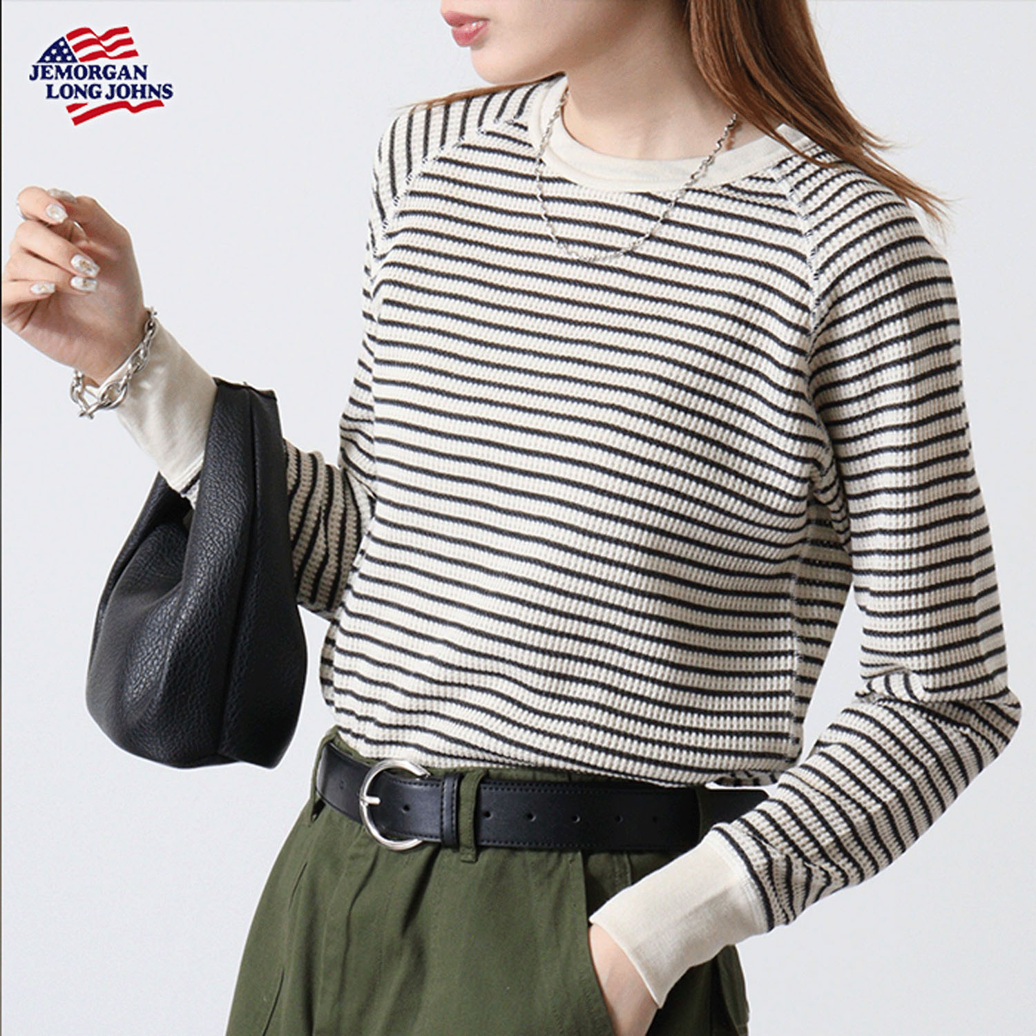 【JEMORGAN LONG JOHNS】 ボーダー ワッフルラグランTパック - 画像8