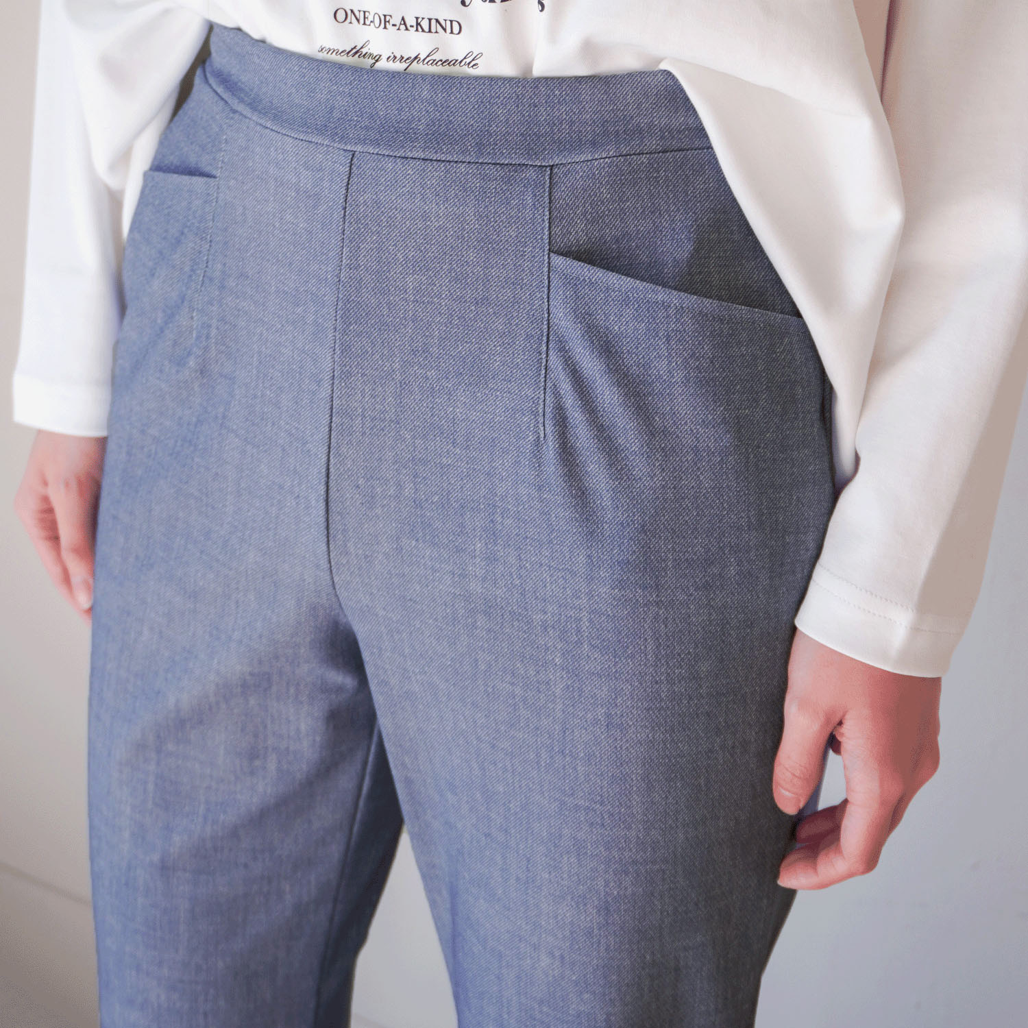 ピタッツ メッシュハイテンションデニムプリントストレートパンツ - 画像5