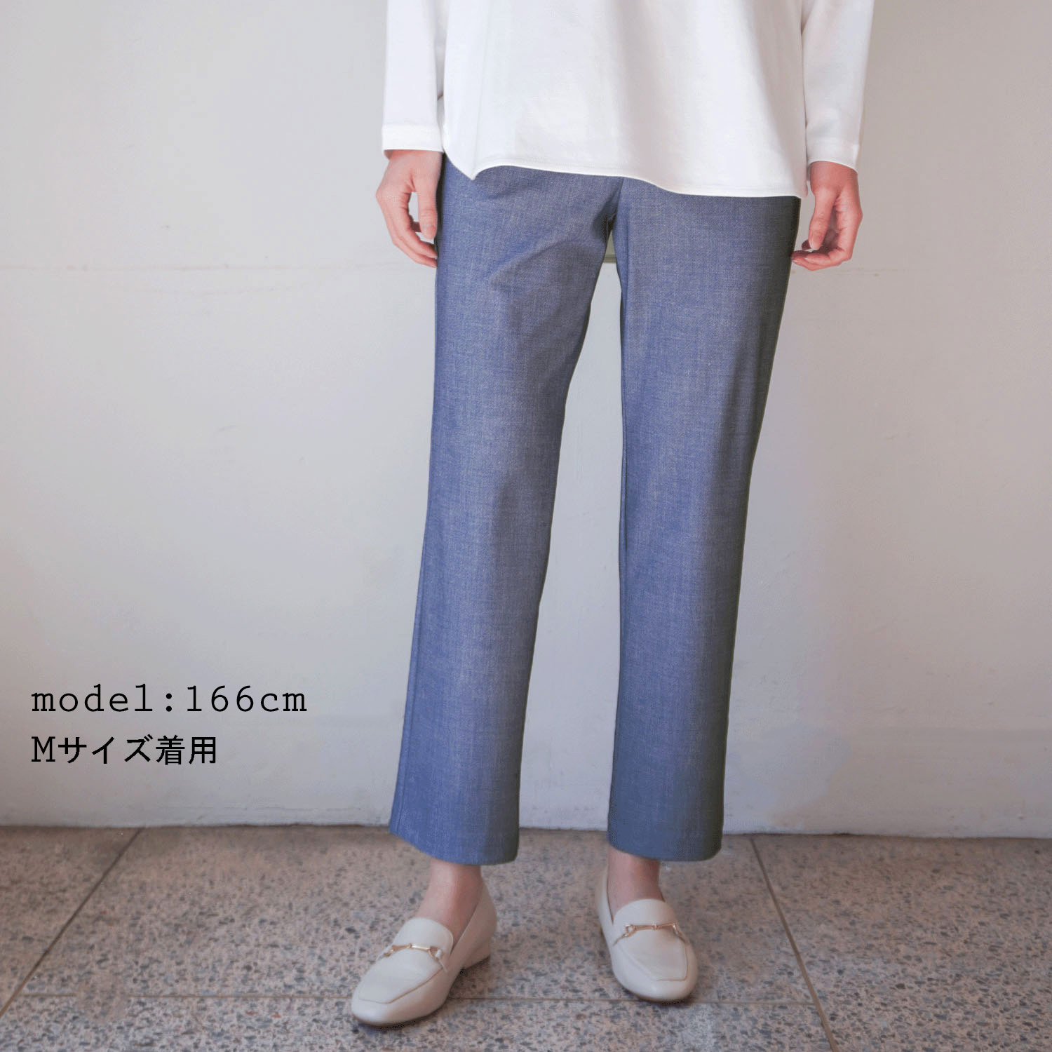 ピタッツ メッシュハイテンションデニムプリントストレートパンツ - 画像1