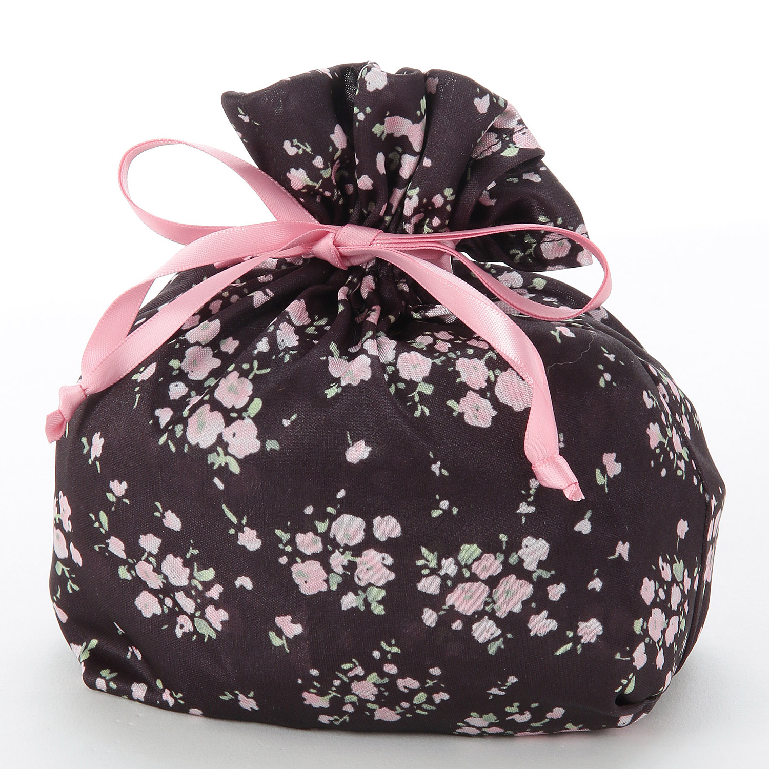 ジョワイユニュイ ポーチ付携帯パジャマ プチフラワー柄パンツ無地 - 画像4