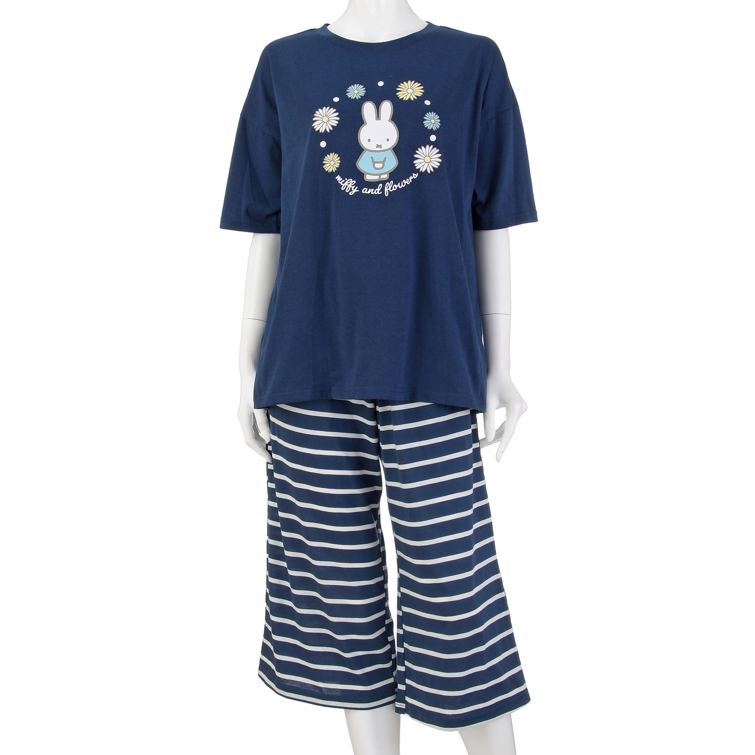 miffy 天竺 無地＆先染めボーダー 半袖7分丈パンツTスーツ  レディース - 画像6