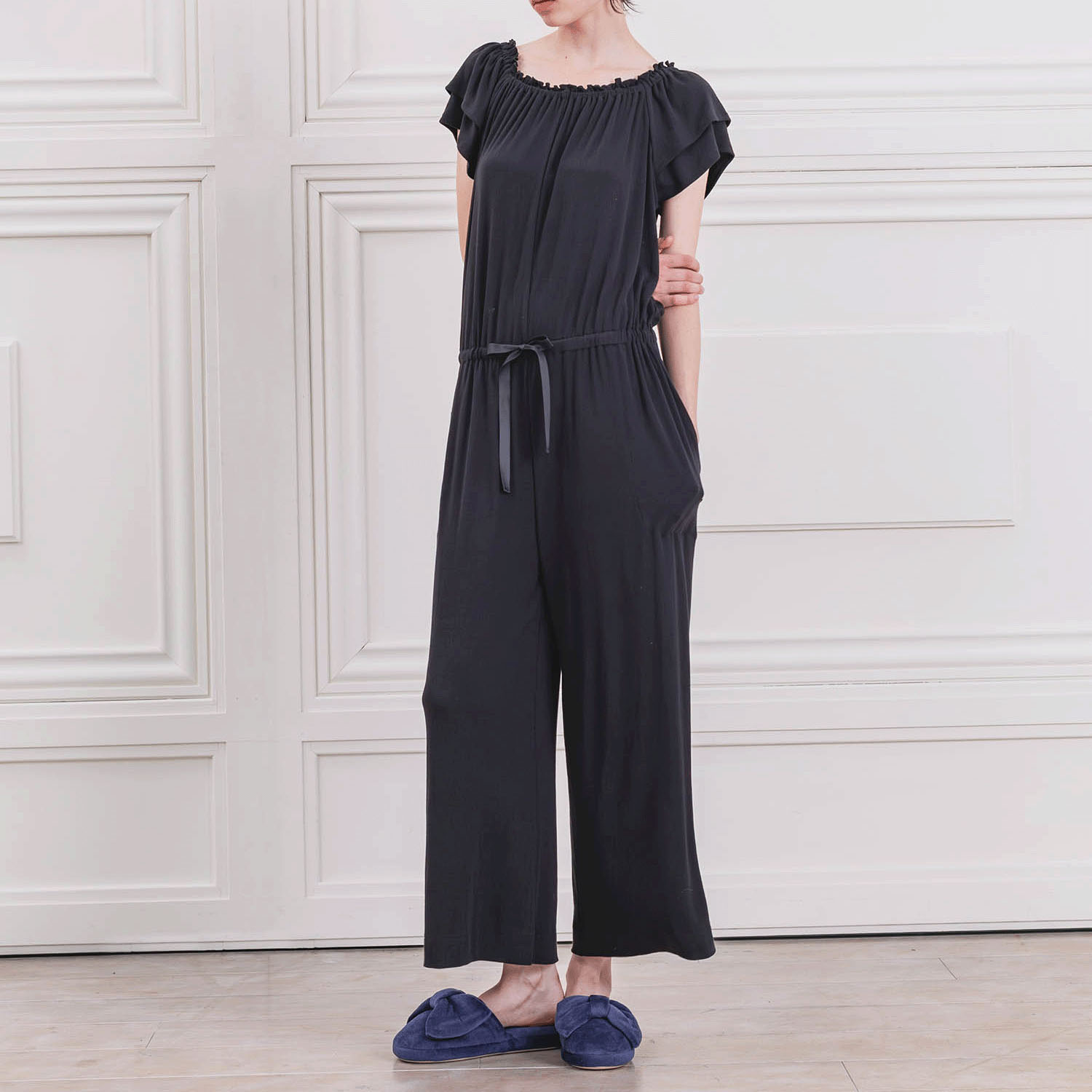 Narue 接触冷感リブニットオールインワン