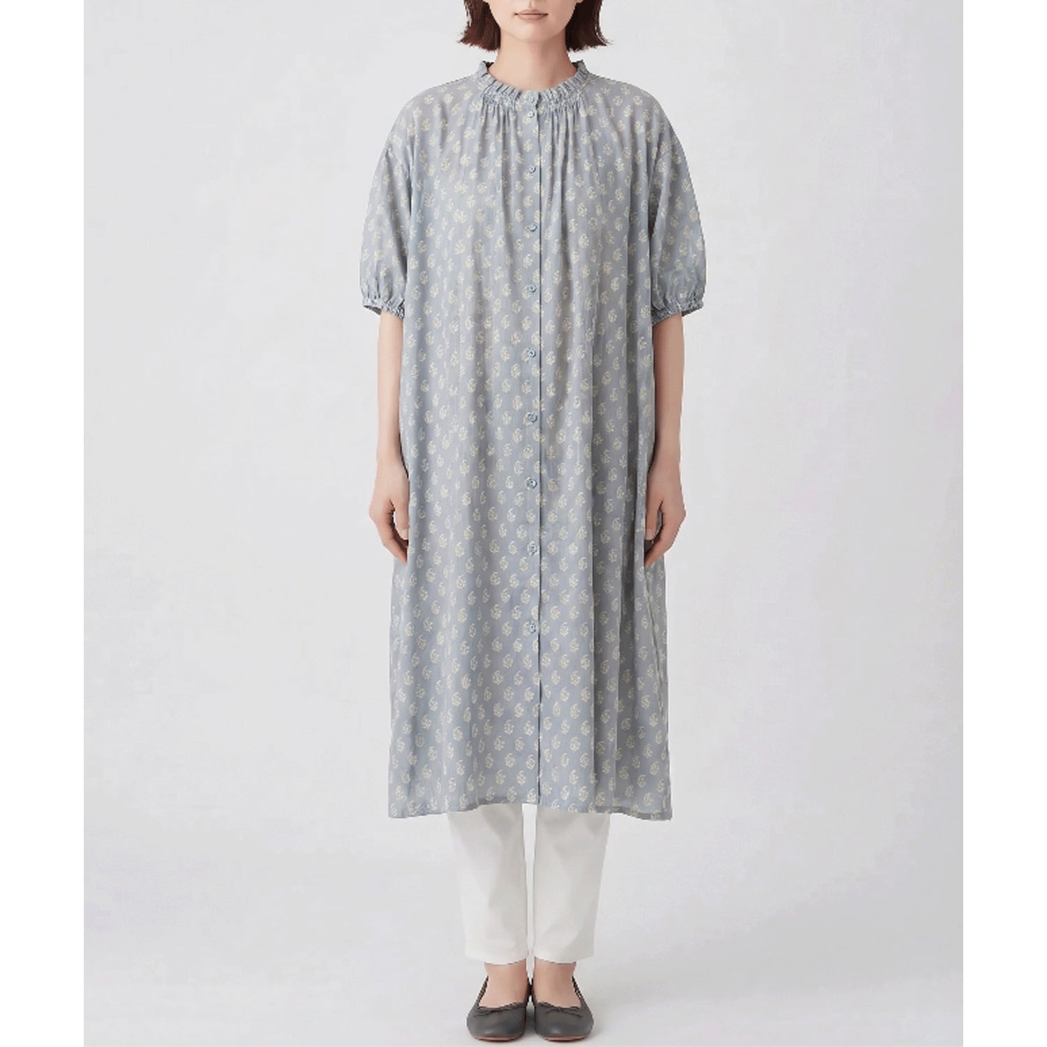 レーヨンプロバンス柄タックワンピース