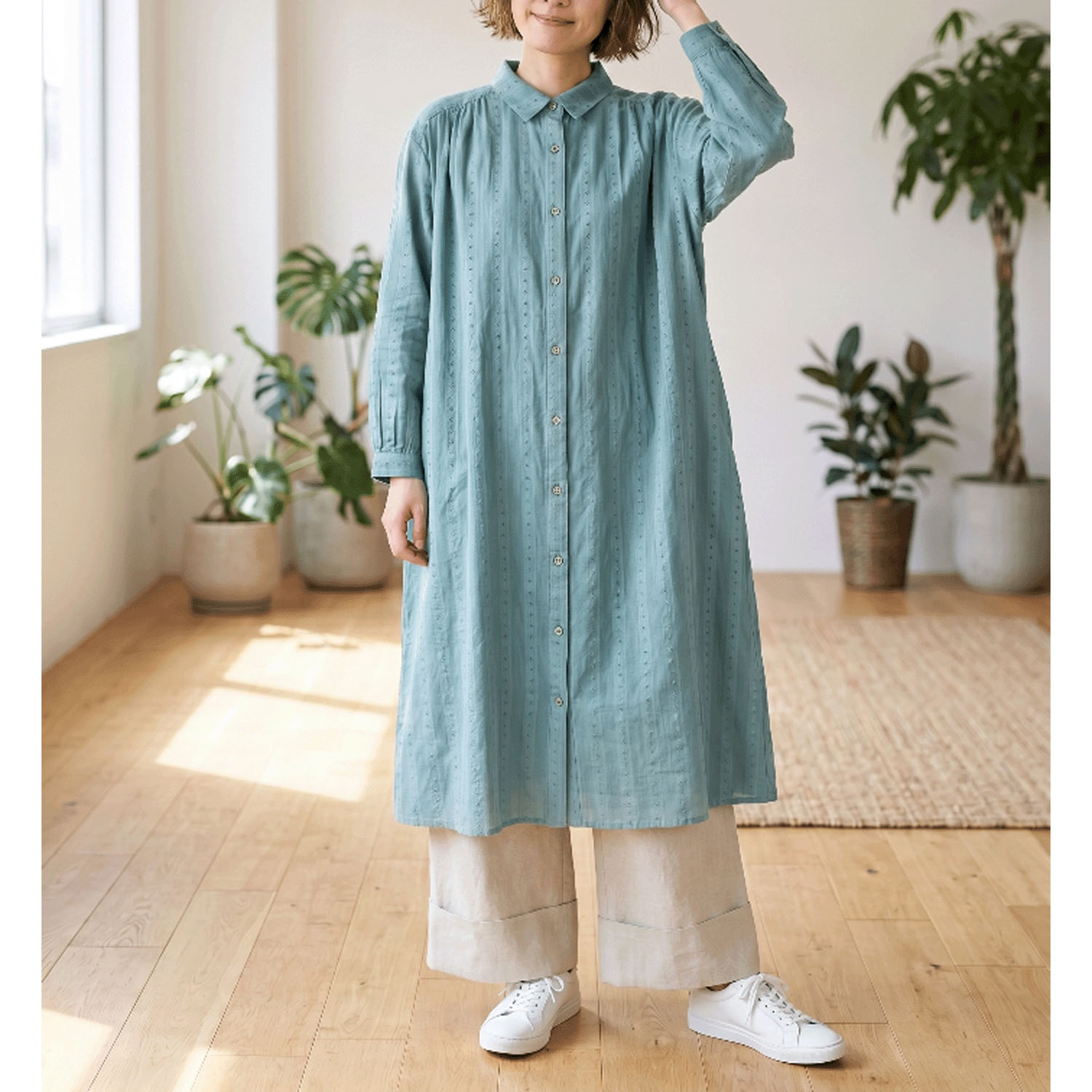 綿ドビーシャツワンピース - 画像3