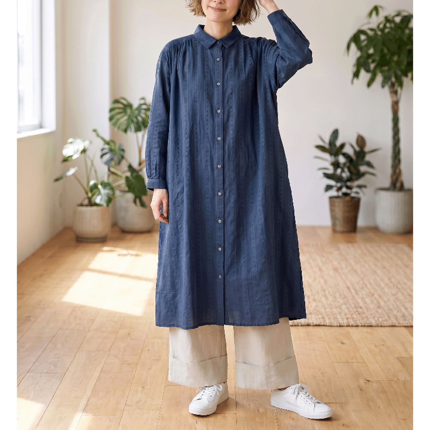 綿ドビーシャツワンピース - 画像4