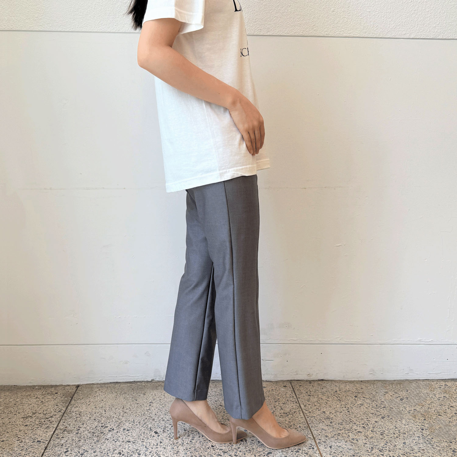 フィットパンツ通年素材 デニムプリント 股下65cm丈 - 画像2