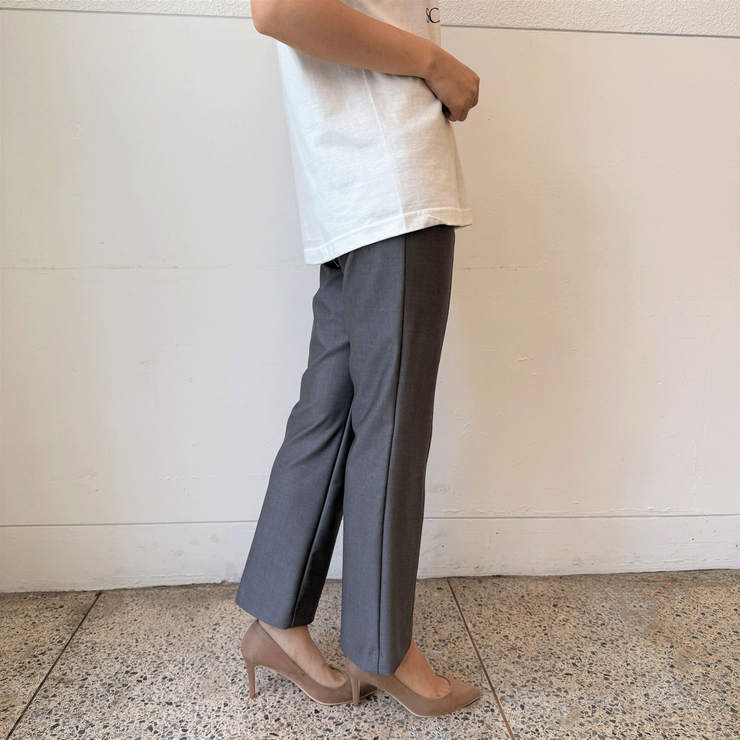 フィットパンツ通年素材 デニムプリント 股下65cm丈 - 画像6