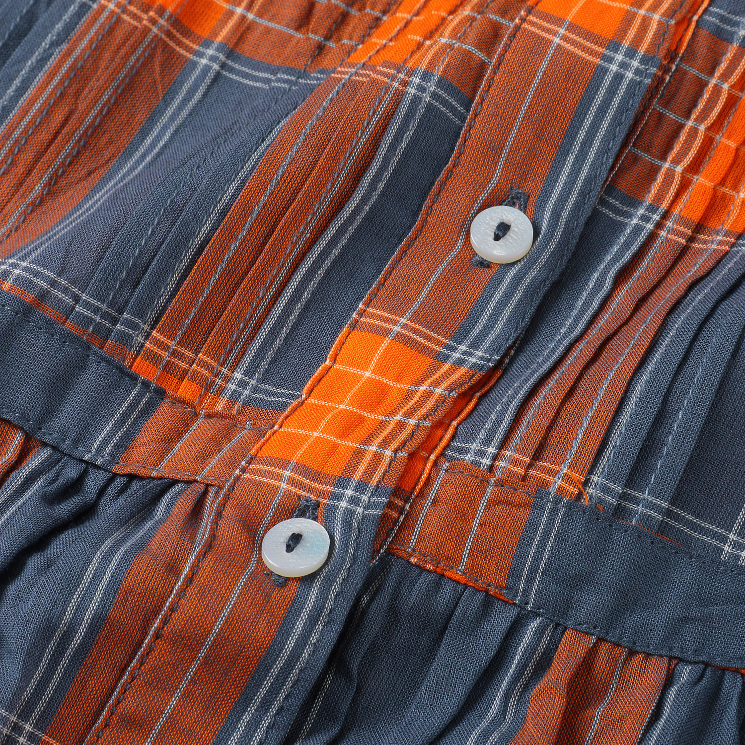 【LUPILIEN】PU MIXチェック ピンタック ドロップショルダー ワイド ブラウス - 画像6