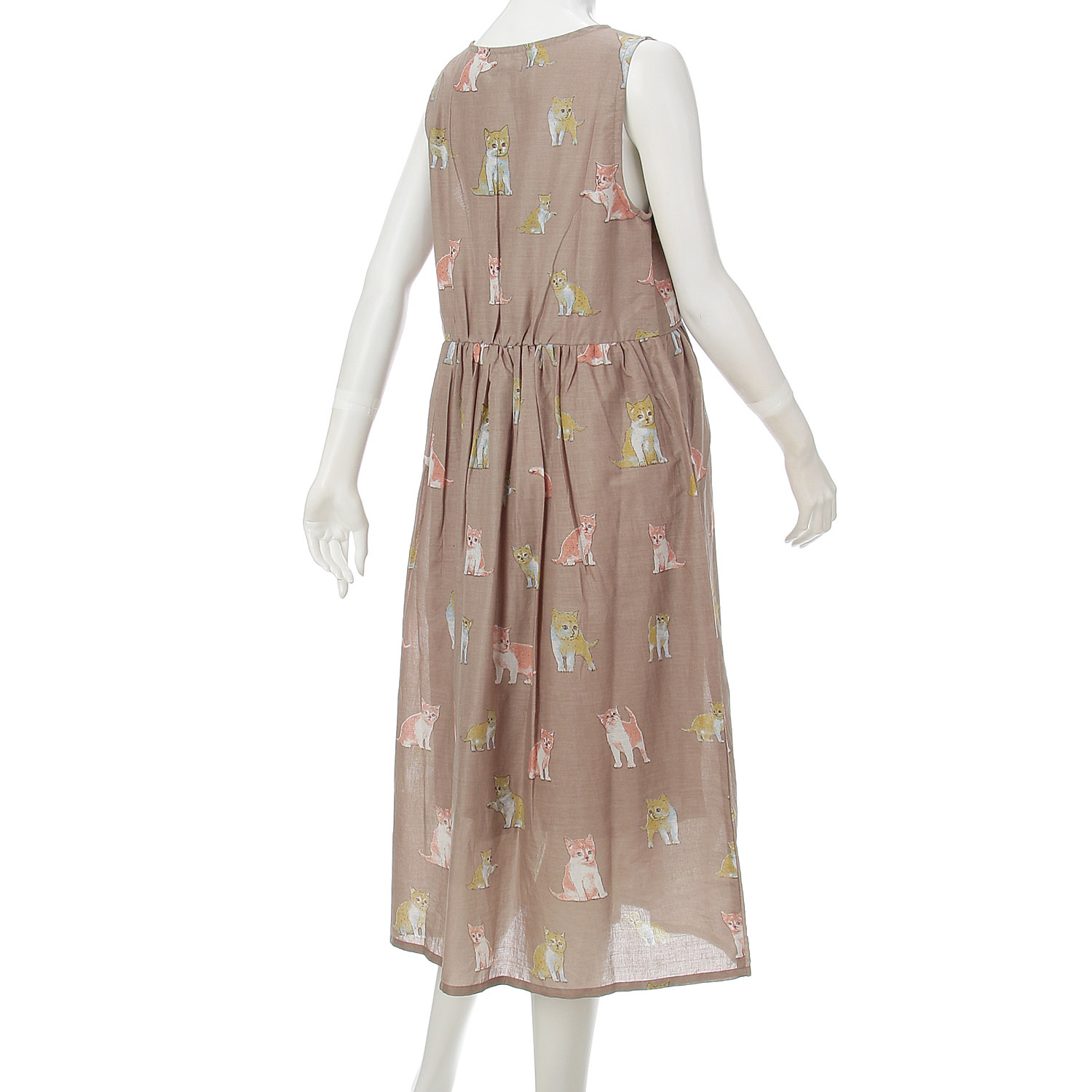 CUAインド綿ネコ柄ワンピース - 画像3