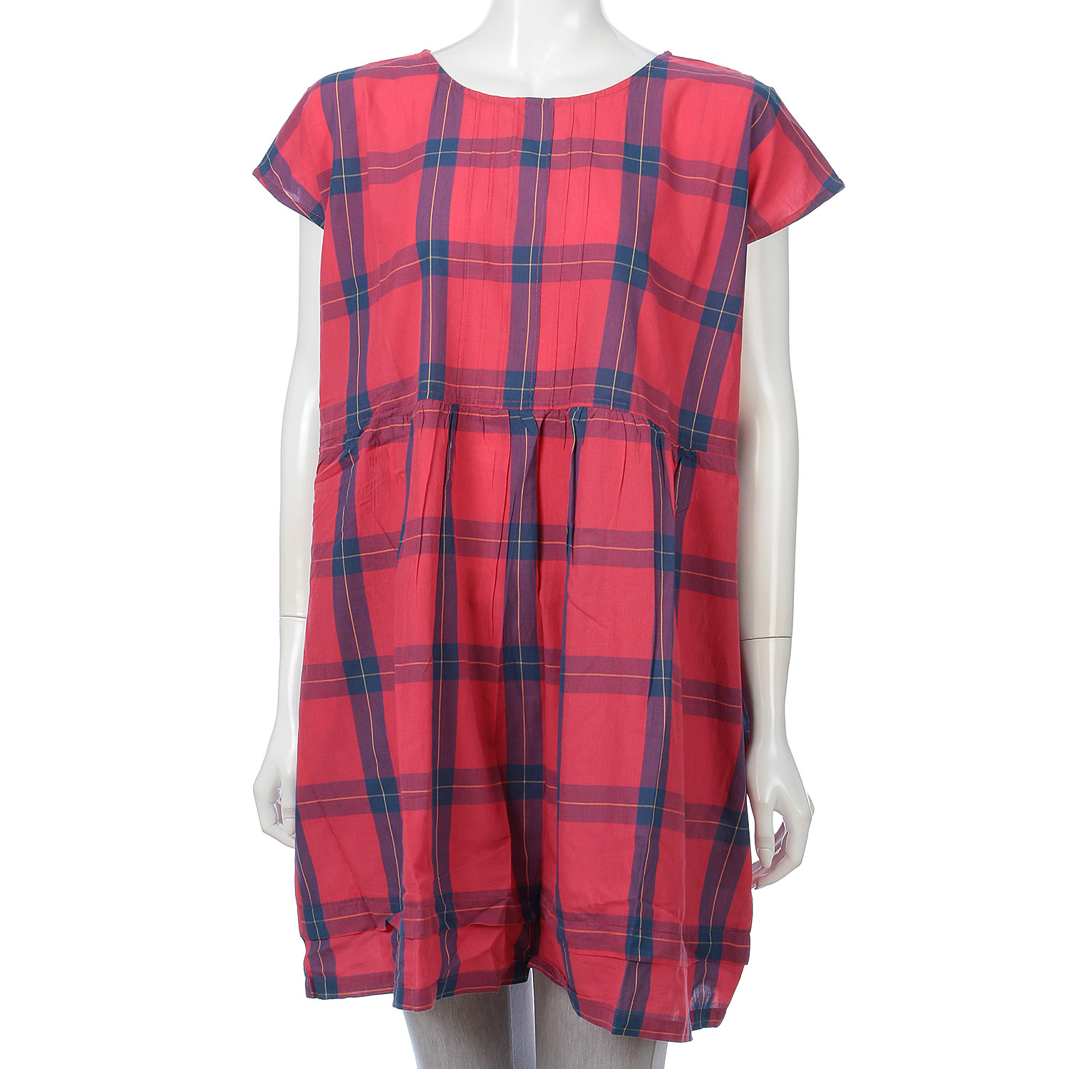 【LUPILIEN】コットンボイルチェック 前後2WAY レイヤード チュニック ブラウス - 画像2