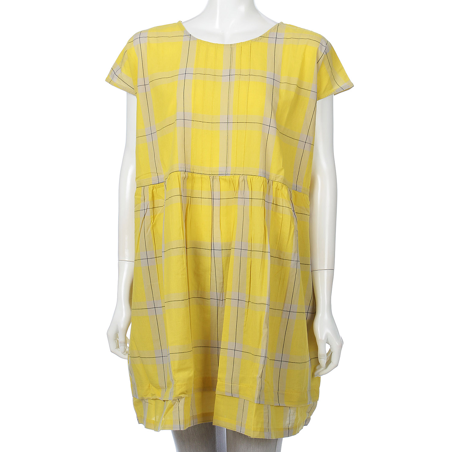 【LUPILIEN】コットンボイルチェック 前後2WAY レイヤード チュニック ブラウス - 画像3