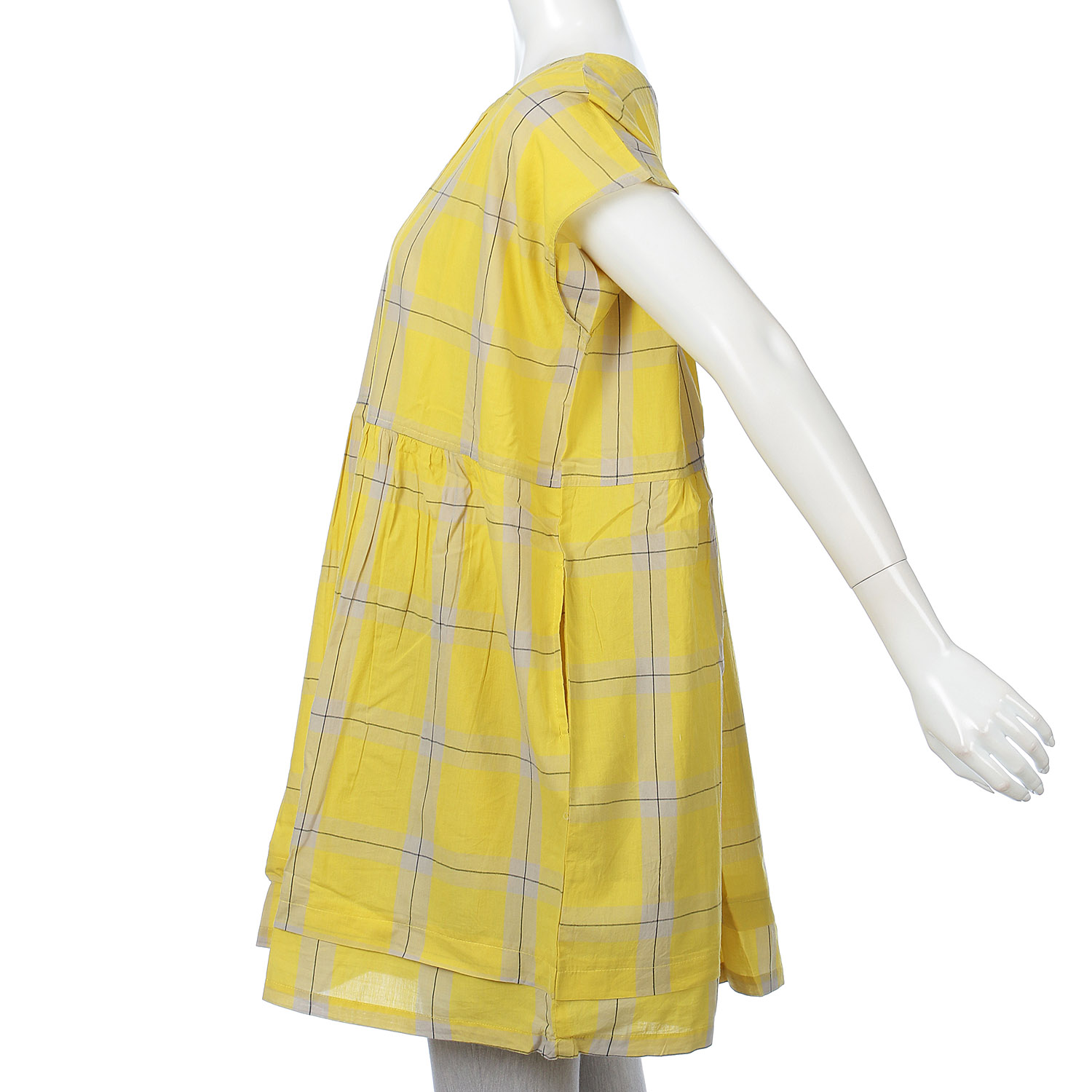 【LUPILIEN】コットンボイルチェック 前後2WAY レイヤード チュニック ブラウス - 画像4