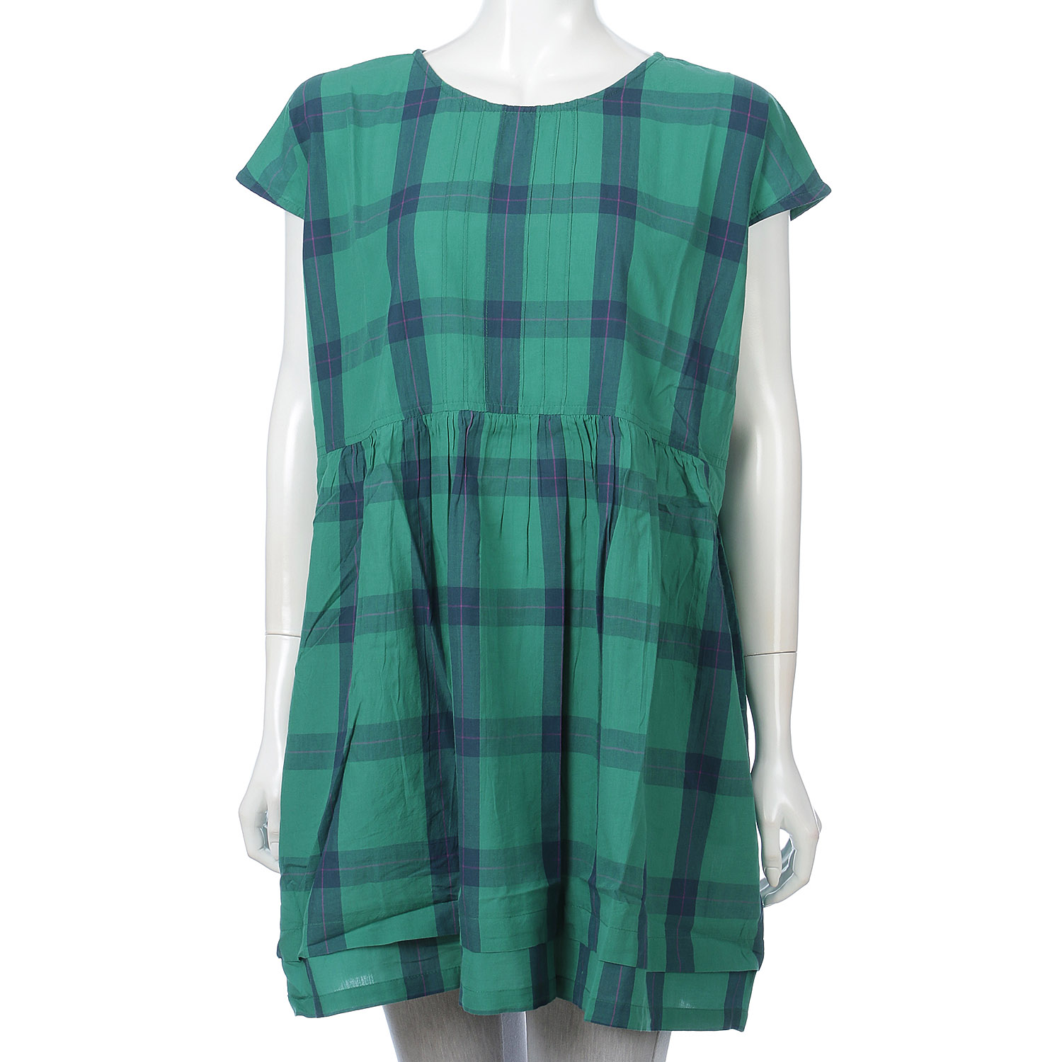 【LUPILIEN】コットンボイルチェック 前後2WAY レイヤード チュニック ブラウス - 画像7