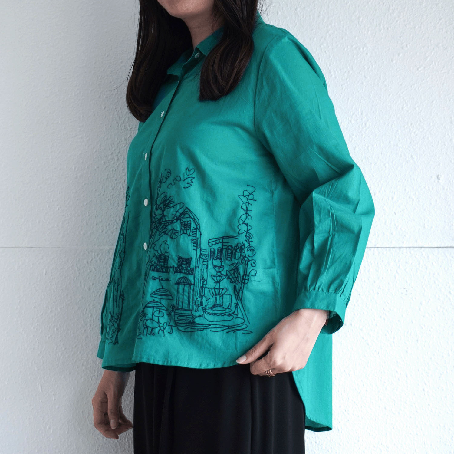 綿キャンブリック刺しゅうブラウス - 画像3