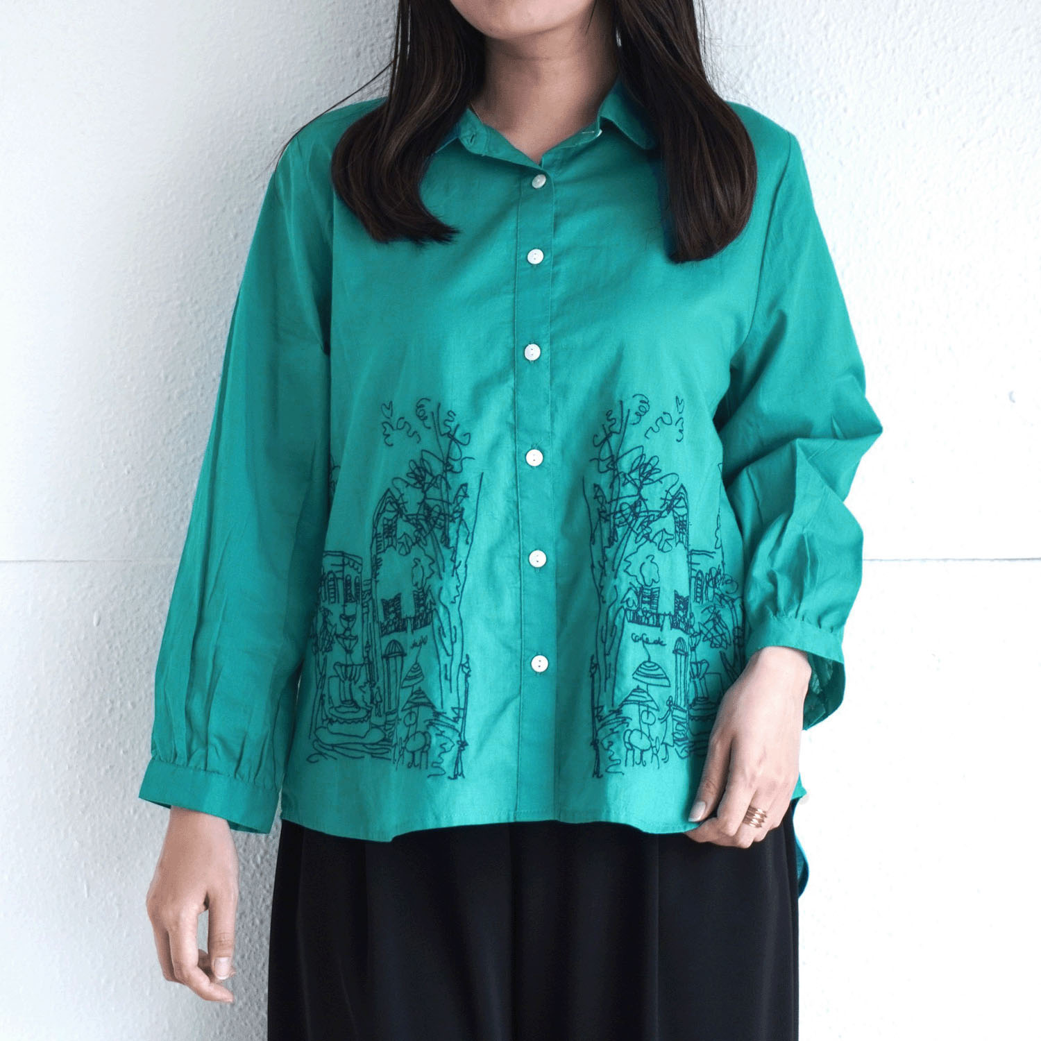 綿キャンブリック刺しゅうブラウス - 画像9