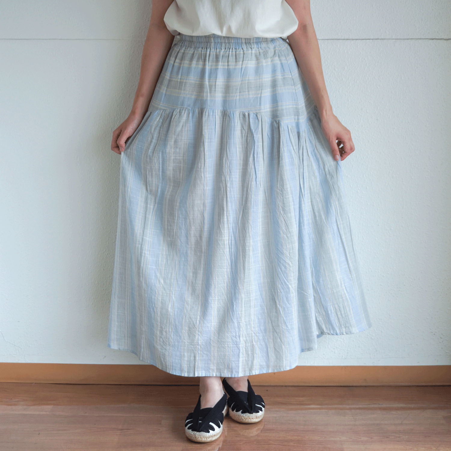 【LUPILIEN】 スラブストライプスカート - 画像2