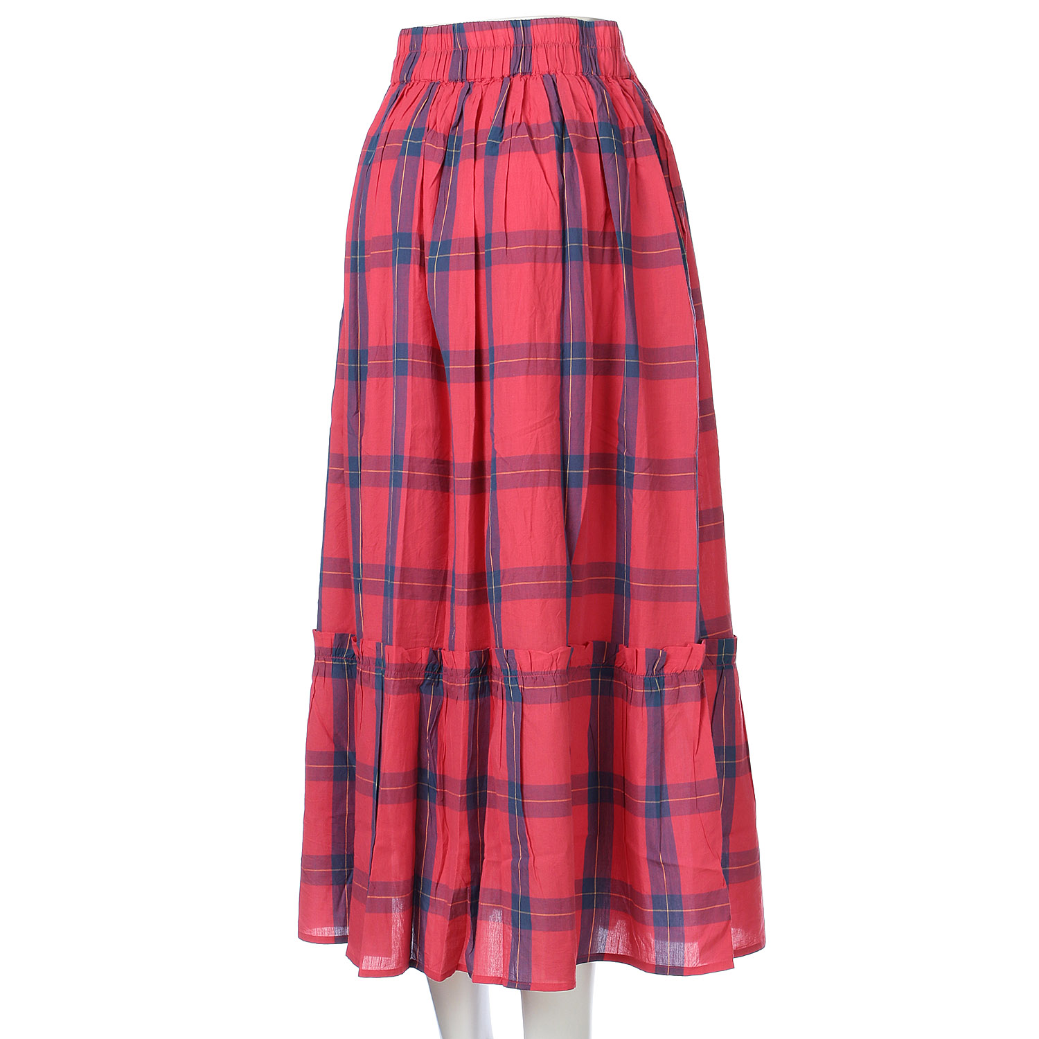 【LUPILIEN】コットンボイルチェック ティアード切替 スカート - 画像2