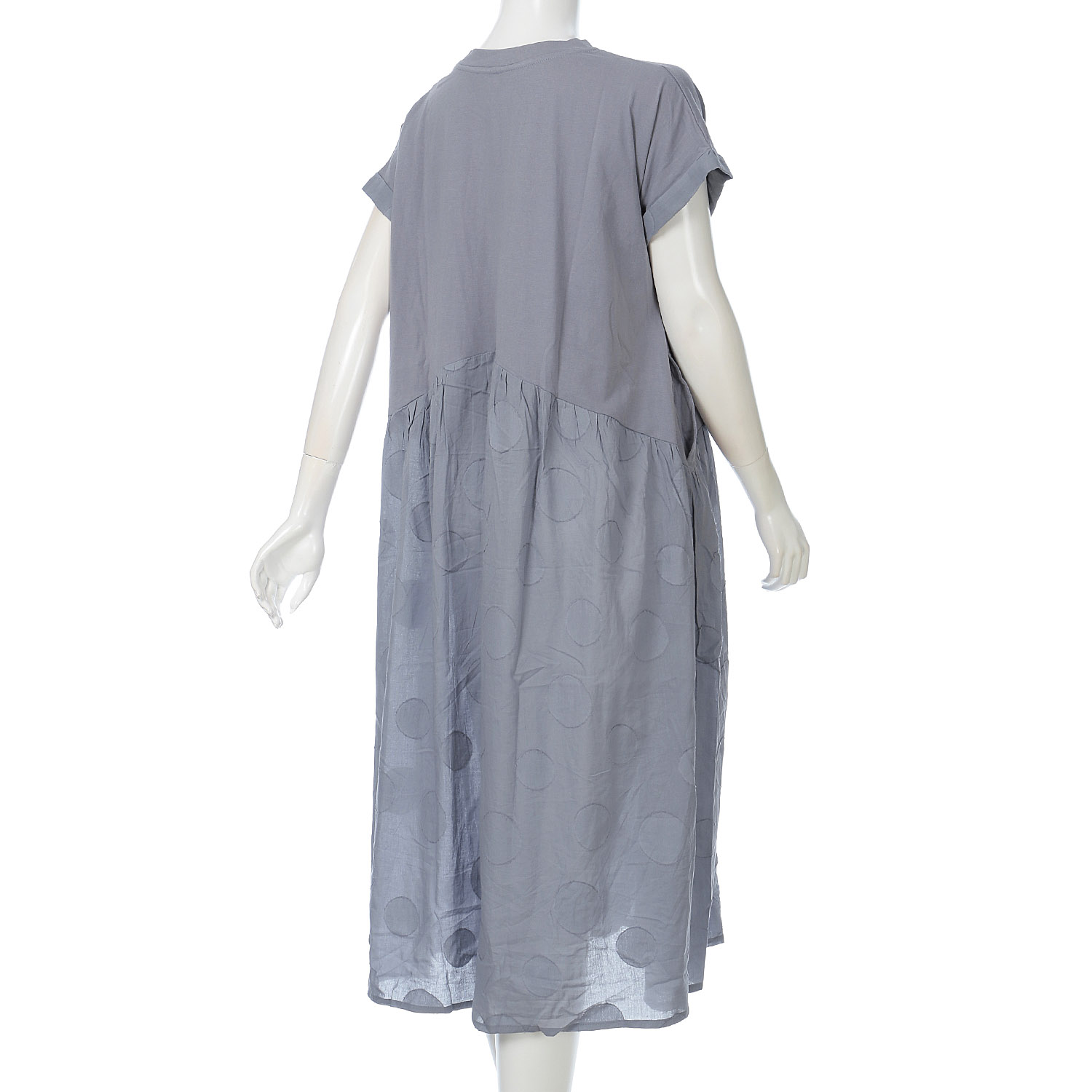 【LUPILIEN】ドットジャガード 異素材ヨーク切り替え ワイド ロング ワンピース - 画像5