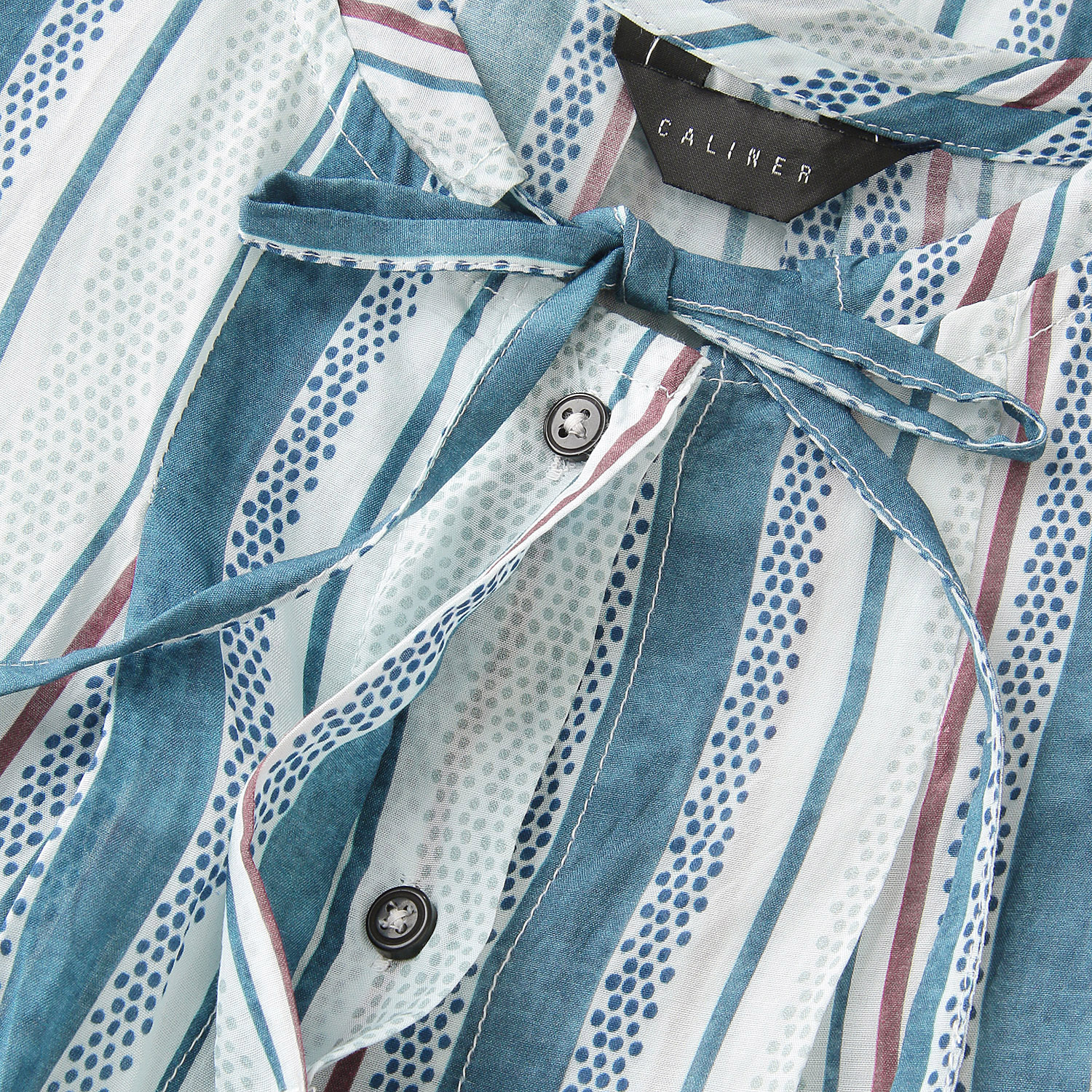 ドットストライププリントフレアブラウス - 画像3