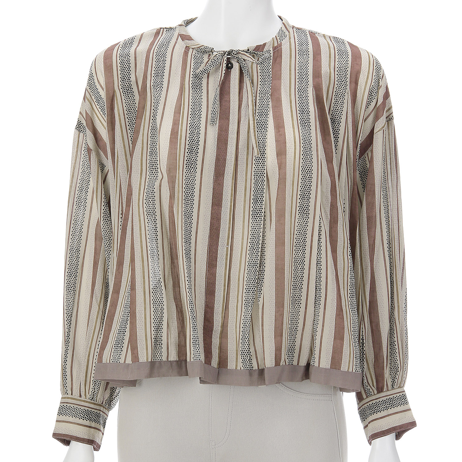 ドットストライププリントフレアブラウス - 画像4