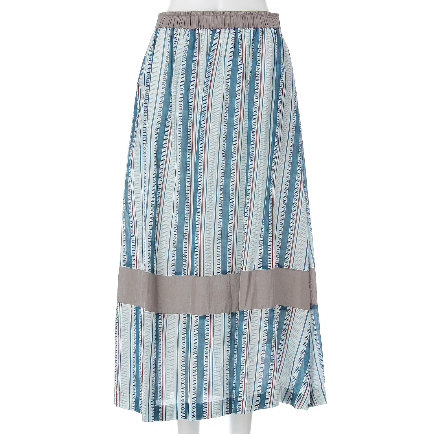 ドットストライププリントギャザースカート