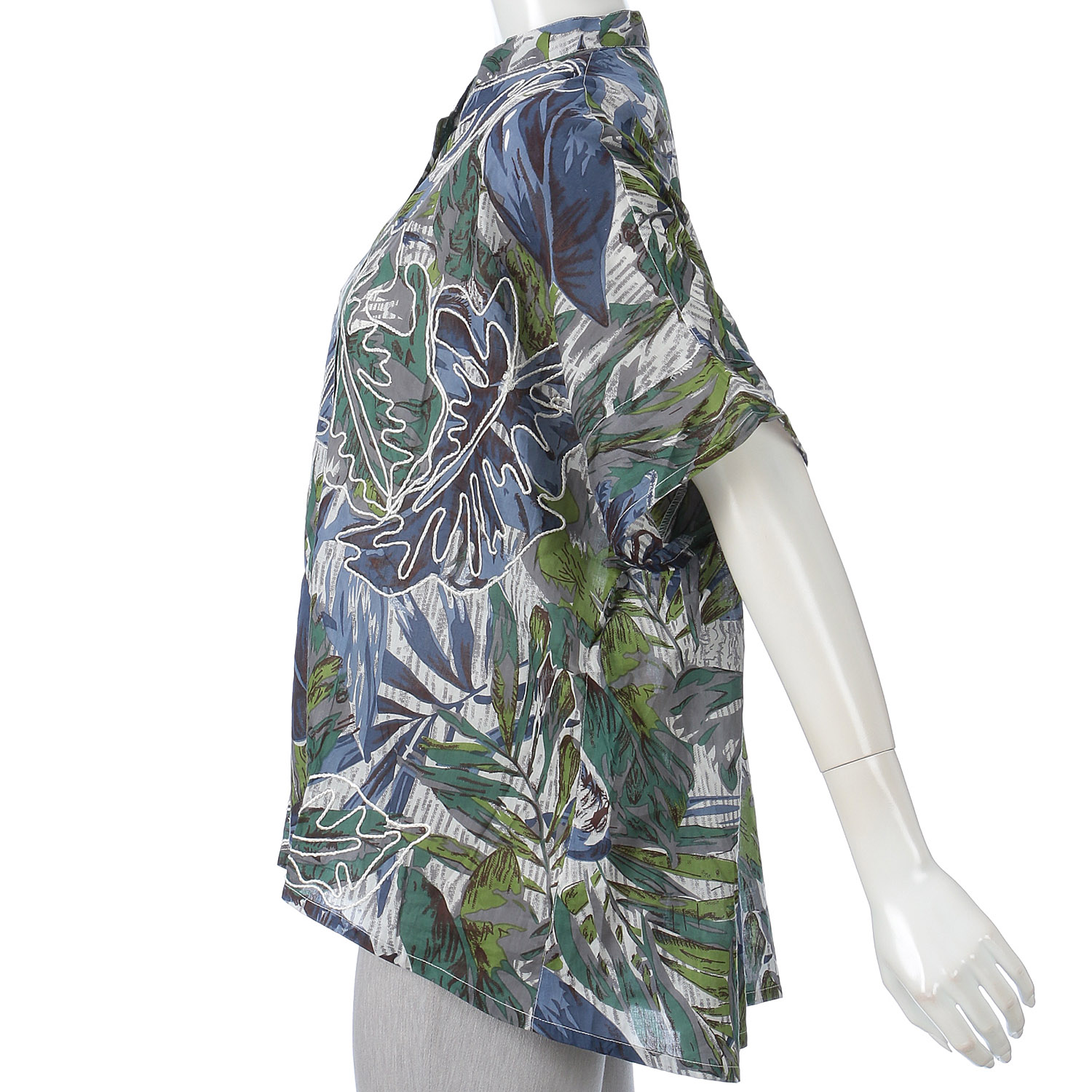 総プリント刺繍オープンドルマンブラウス - 画像4