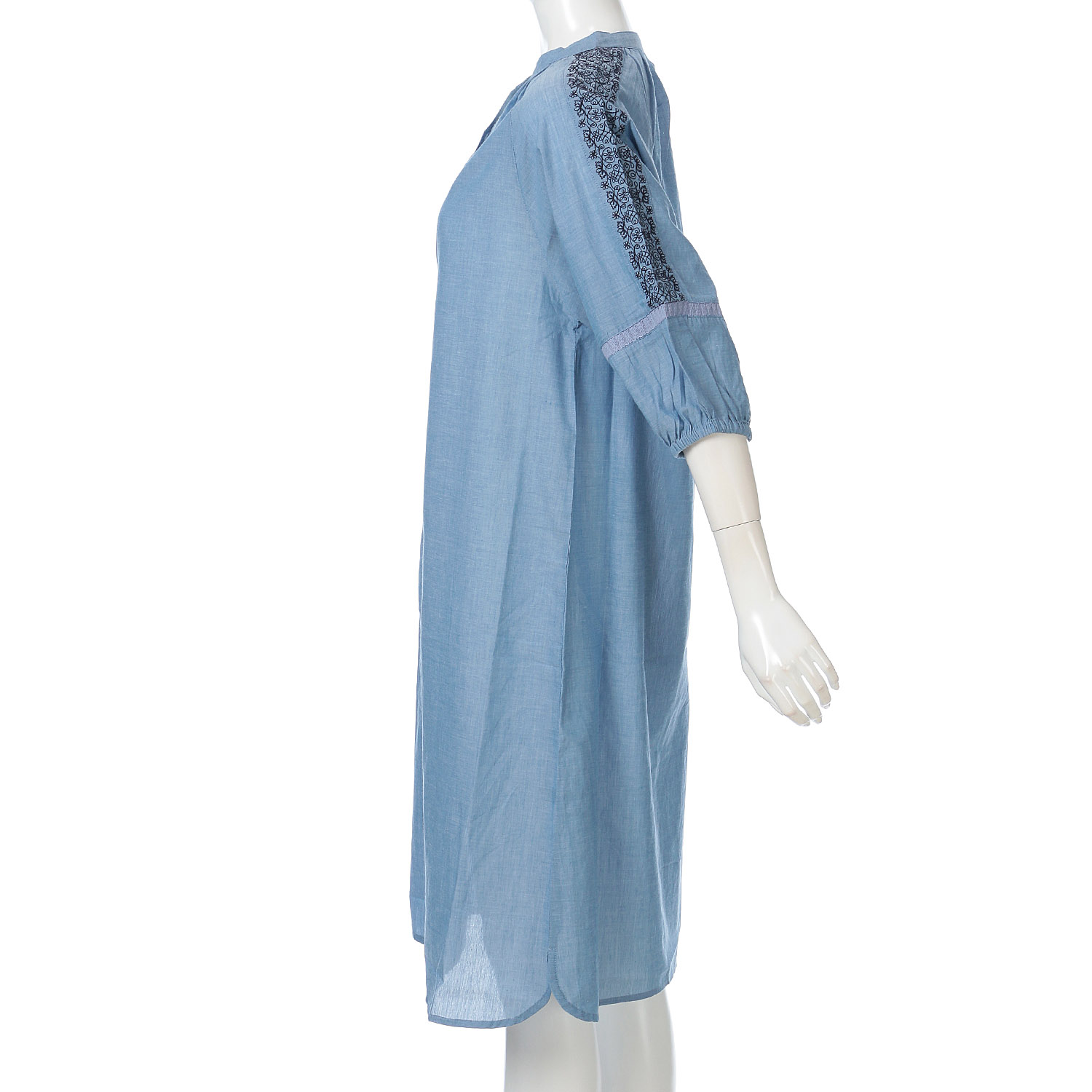 シャンブレー刺繍ブラウスワンピース - 画像2