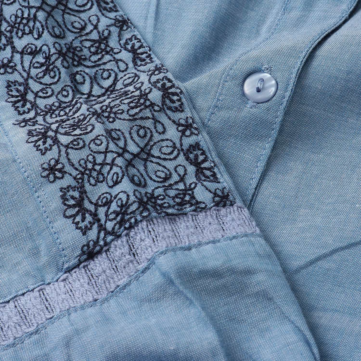 シャンブレー刺繍ブラウスワンピース - 画像4